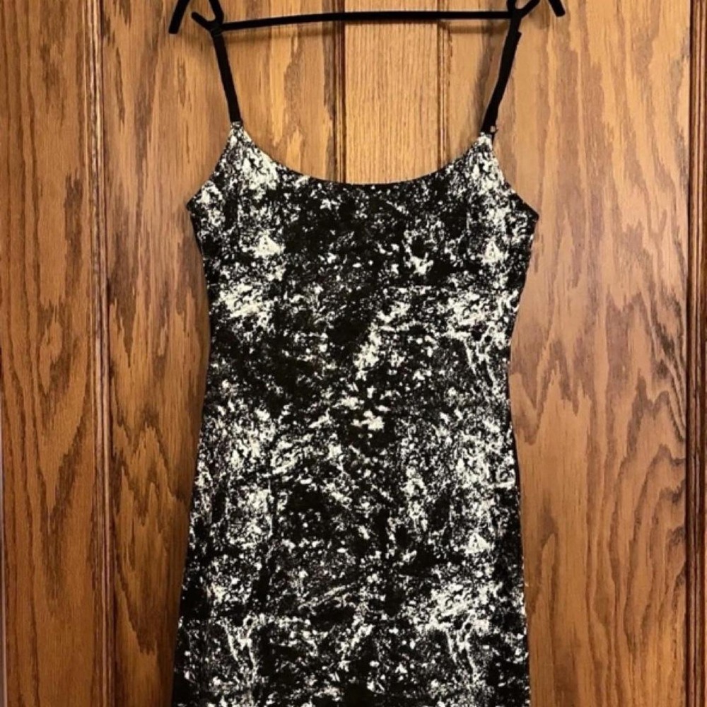 Rare Y2K Vintage Betsey Johnson Black/White Abstract Sleeveless Mini Dress M - Picture 6 of 6